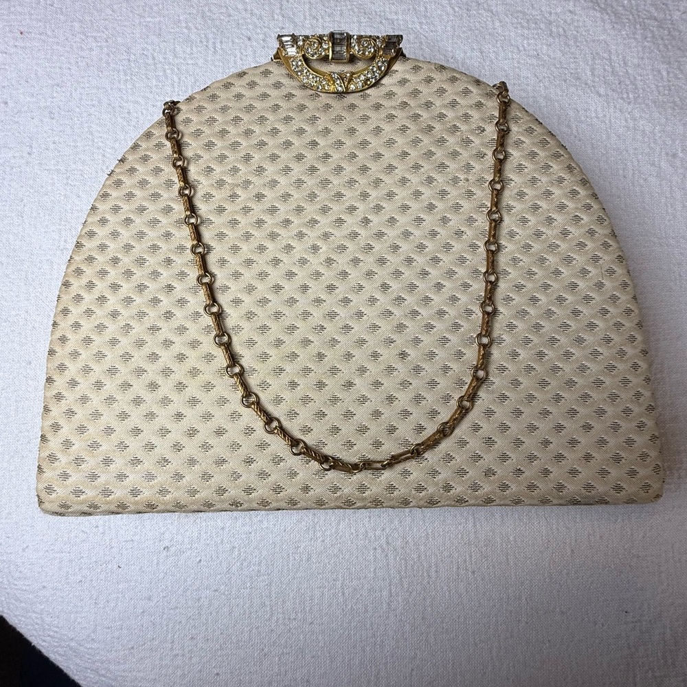 Old Hollywood Glam VTG Frame Handbag Luxury Statement Purse Rhinestone Clasp
